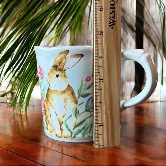 Maxcera Rabbit & Floral Ceramic Mug – Cottagecore Spring Easter Tea Cup - Picture 8 of 10